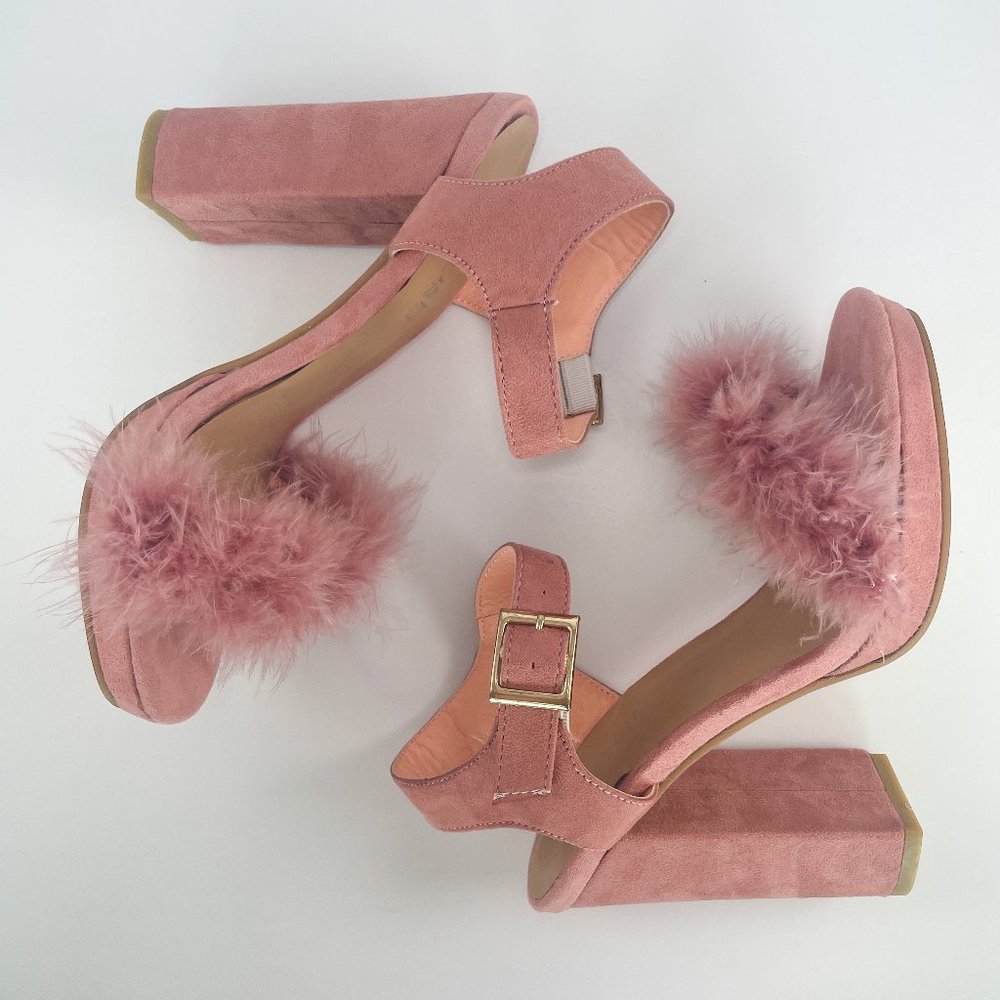 Krush Fluffy Pink Heels - Size 5 (UK)